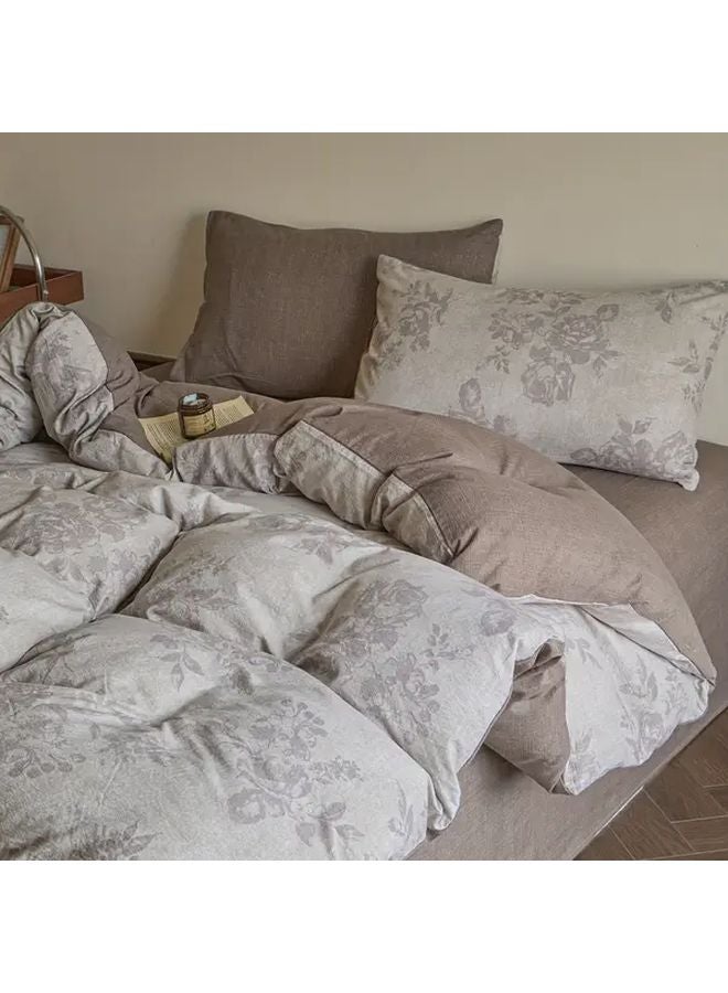 Vintage Floral Duvet Cover 59x79 Inches Soft Linen Zipper Closure Machine Washable - Image 4